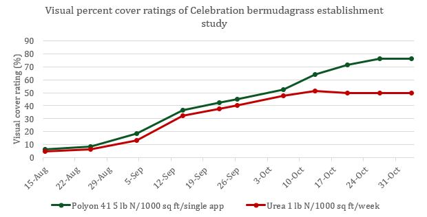 cover rating bermudagrass establishment study graph